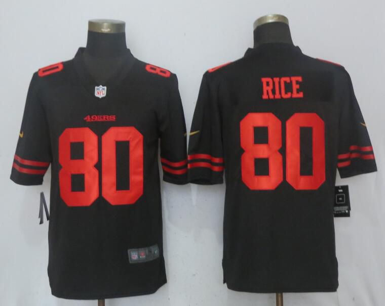 Men San Francisco 49ers #80 Rice Black  Vapor Untouchable Limited Player Nike NFL Jerseys